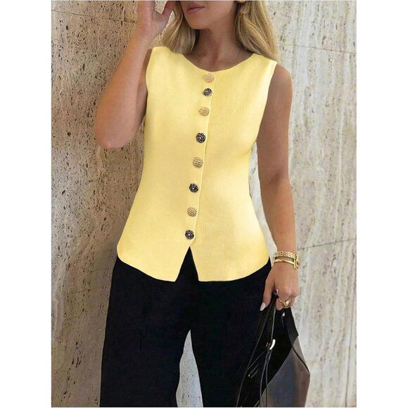Women's Sleeveless Knit Sweater Vest Lightweight Casual Business Office - Picture 5 of 6